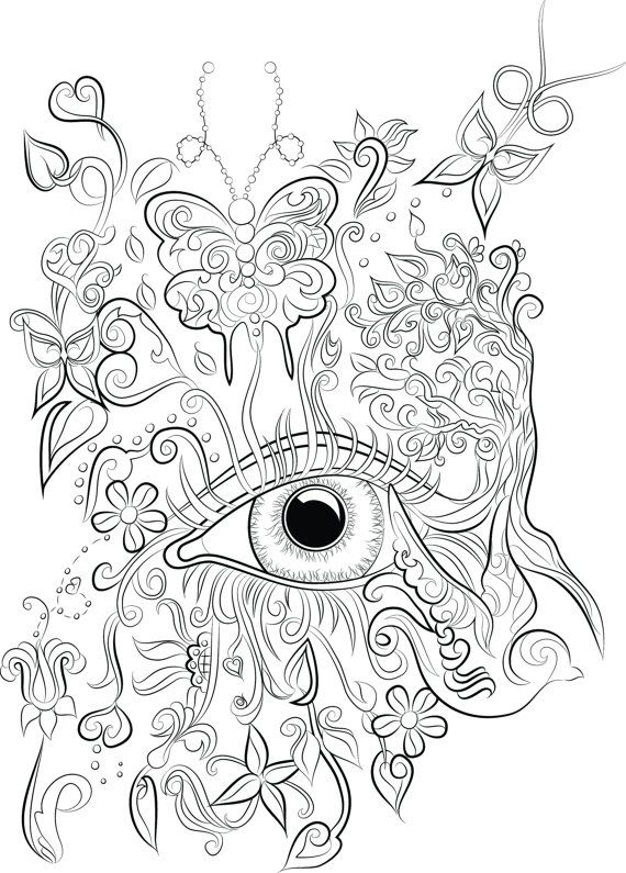 Eye design colouring page Instant download to print and colour - TSgos.com