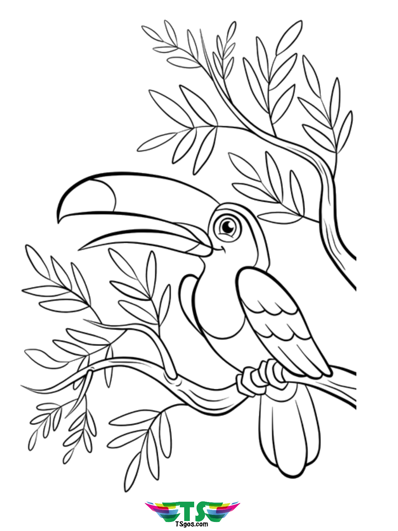 Beautiful bird coloring page free download.