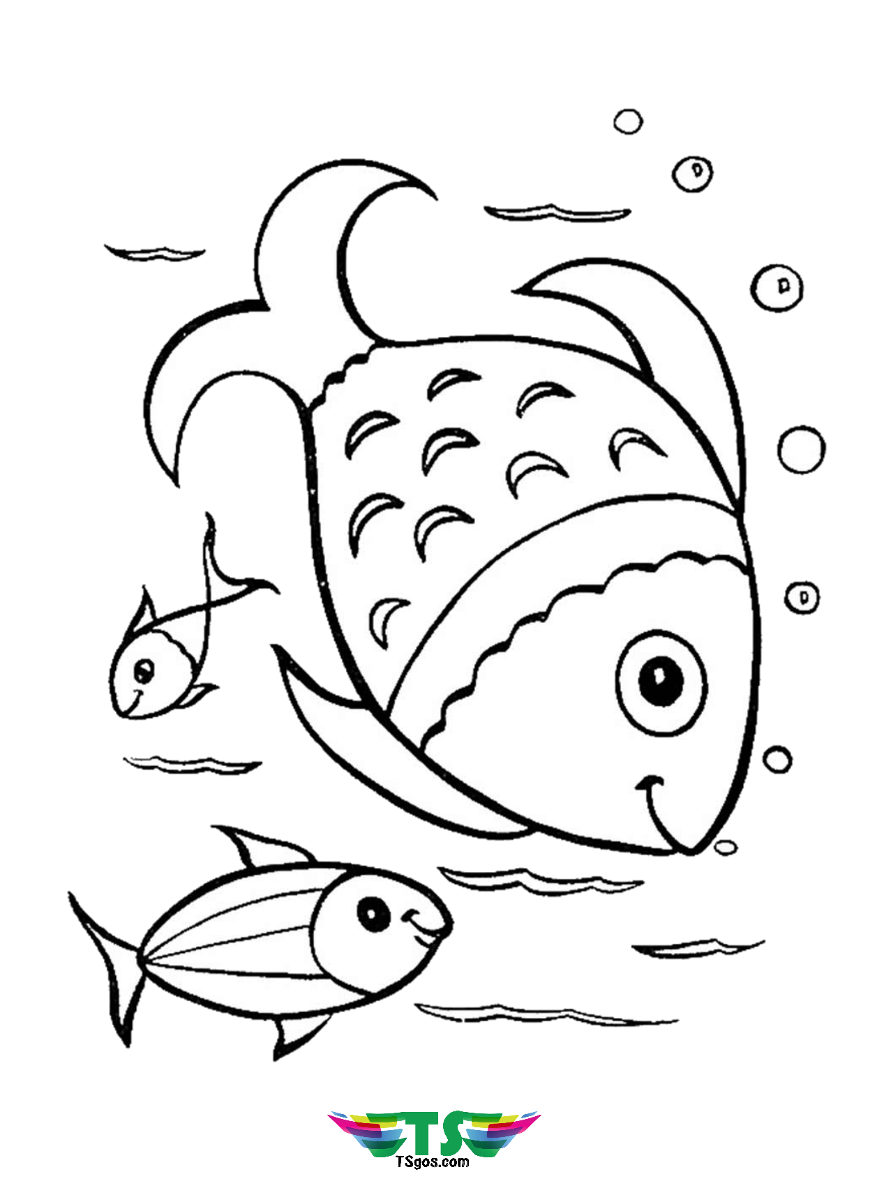 Free Download Beautiful Fish Coloring Page For Toddlers