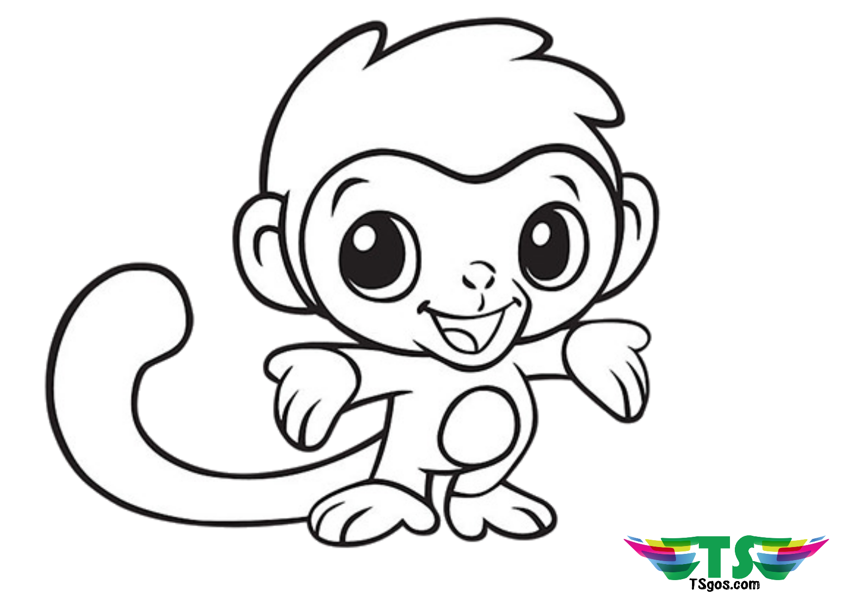 Free download to print cute baby monkey coloring page.   TSgos.com ...