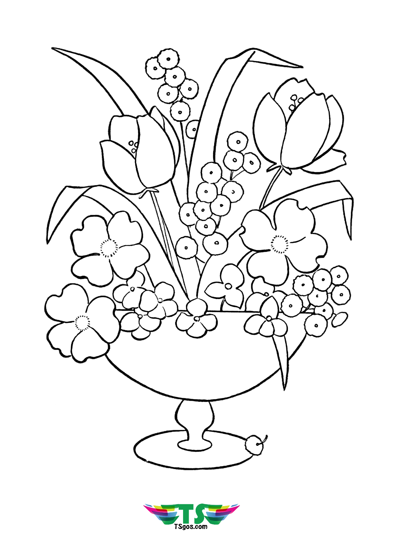Beautiful flower coloring page free and printable picture - TSgos.com