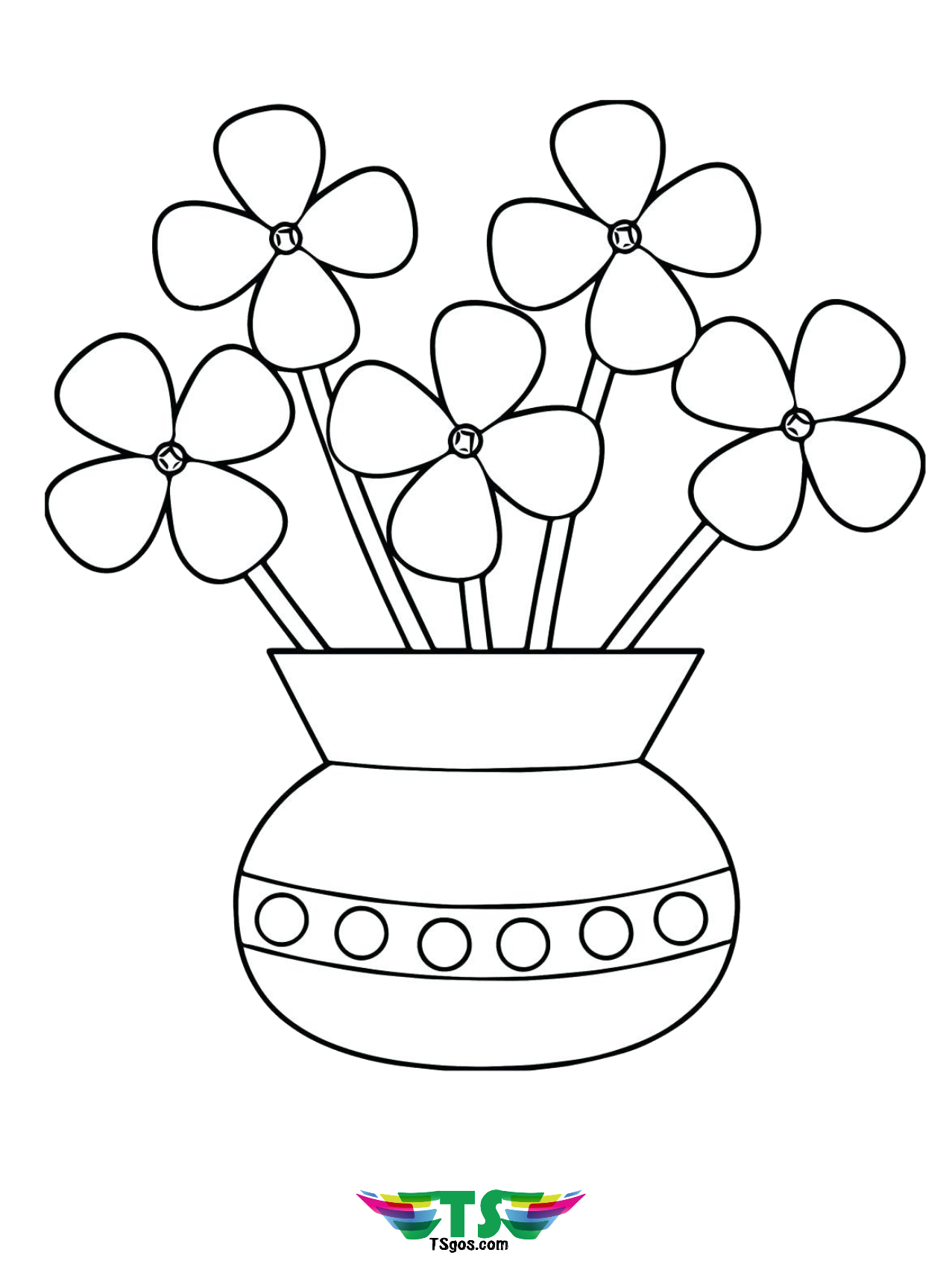 Printable Flowers in a Vase Coloring Page