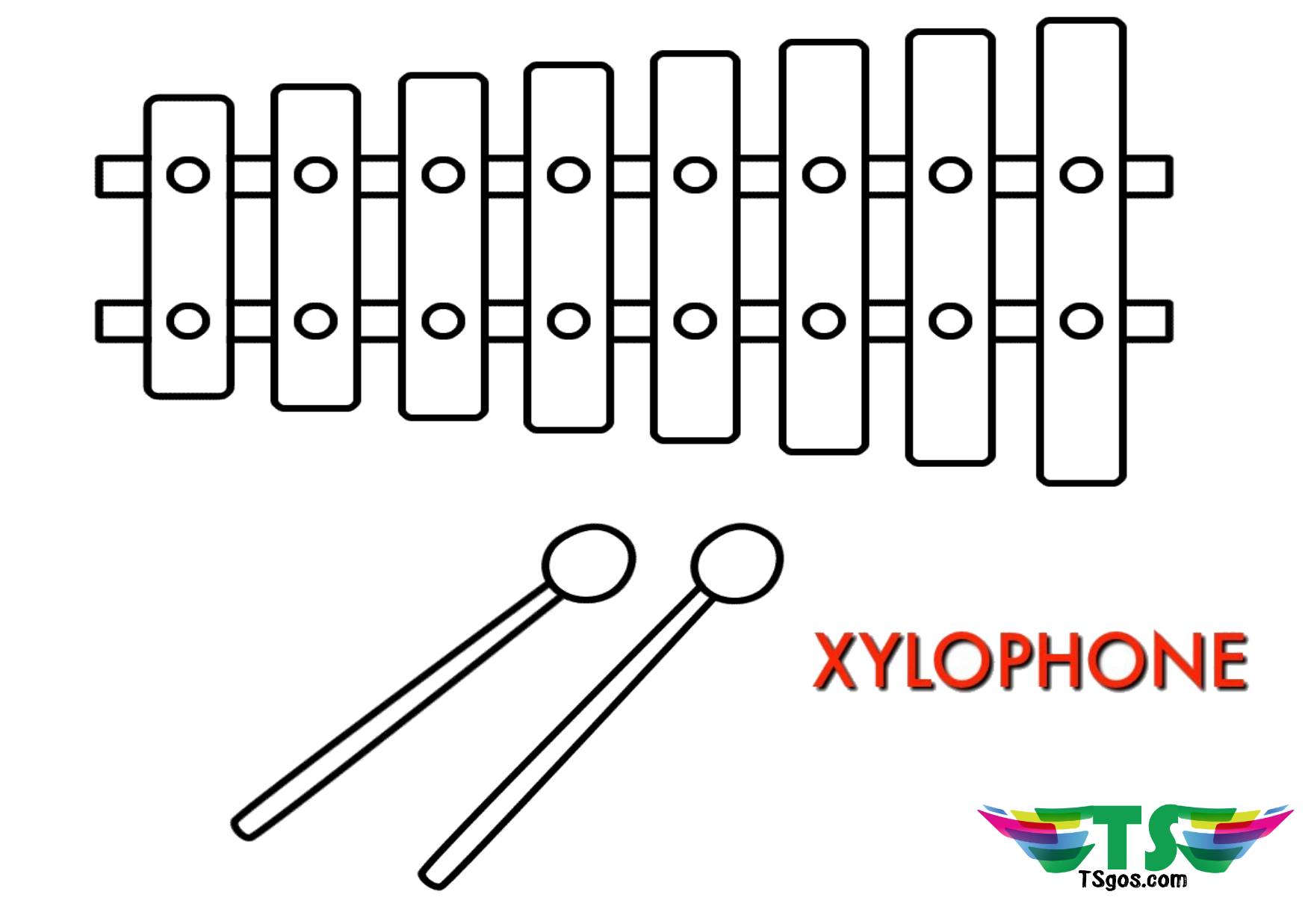 Xylophone musical instruments printable coloring pages for kids - TSgos.com