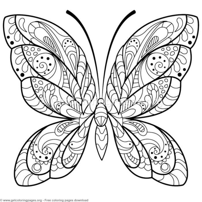 5 Zentangle Patterns Butterfly Coloring Pages – GetColoringPages.org #coloring…