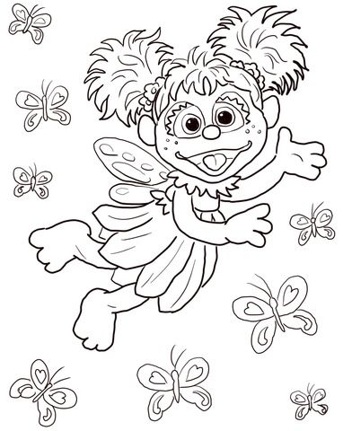 Abby Cadabby Flying with Butterflies coloring page from Sesame street category. …