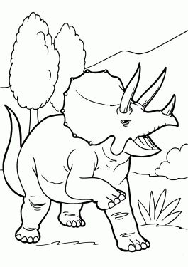 Angry triceratops dinosaur coloring pages for kids, printable free