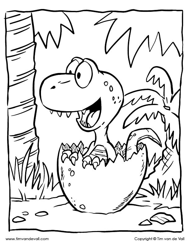 Baby dinosaur coloring page – Color the t rex hatchling!