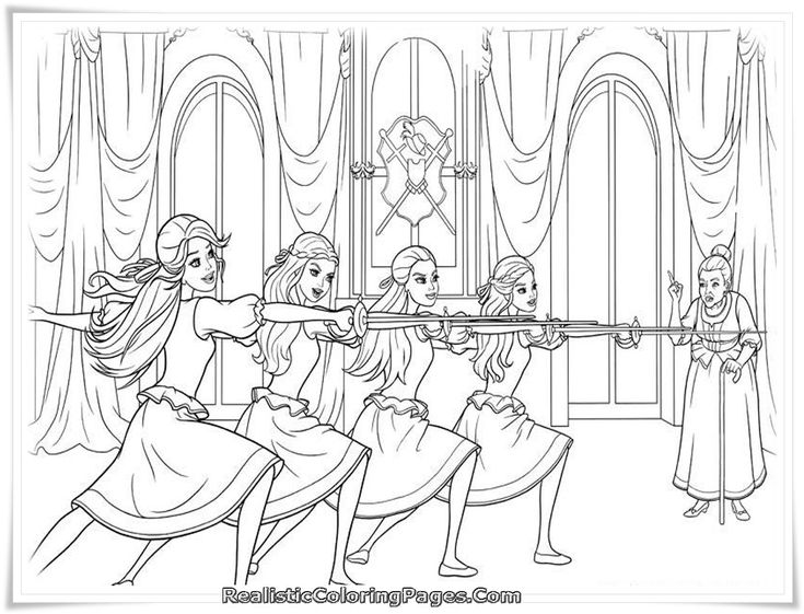 Barbie and Three Musketeers. Barbie coloring page.204