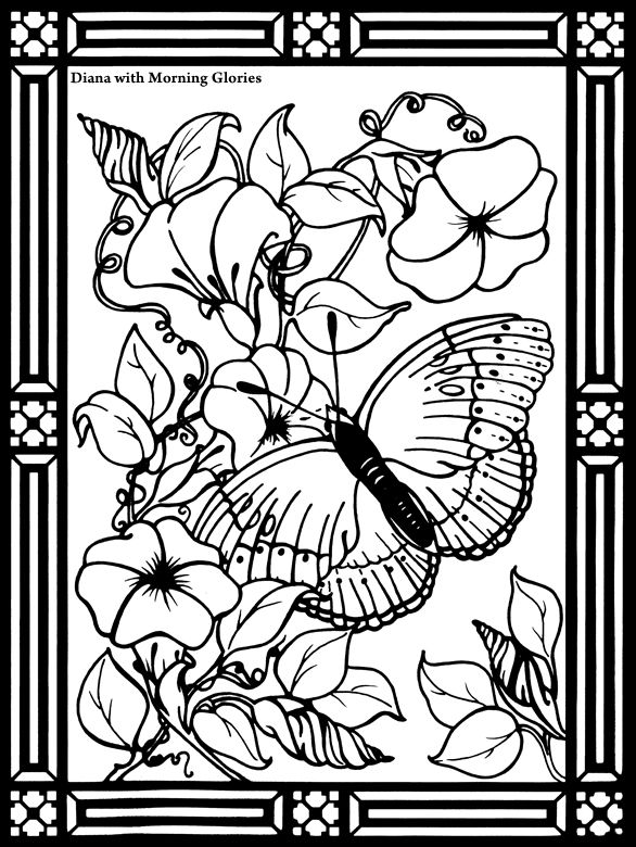 Butterflies-and-Blossoms-Stained-Glass-Coloring-Book Butterflies and Blossoms Stained Glass Coloring Book
