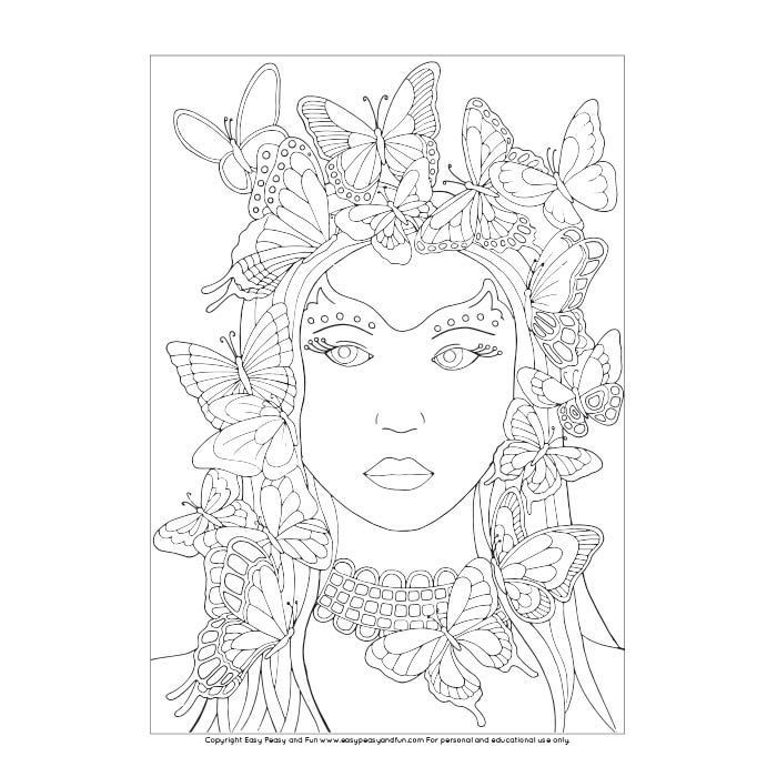Butterfly-Lady-Coloring-Page Butterfly Lady Coloring Page