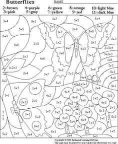 Butterfly Math Activity Printout – copy this image ..paste to a word document..a…