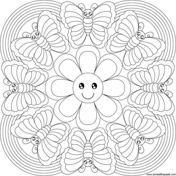 Butterfly Rainbow Mandala to color