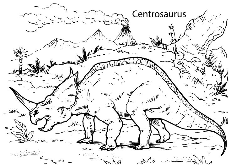 Centrosaurus dinosaur coloring pages for kids, printable free