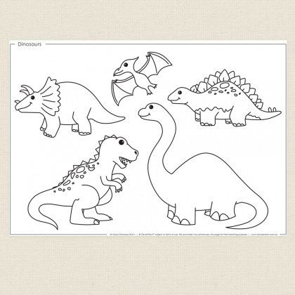 Childrens colouring in activity – Dinosaurs Colouring Sheet – CleverPatch