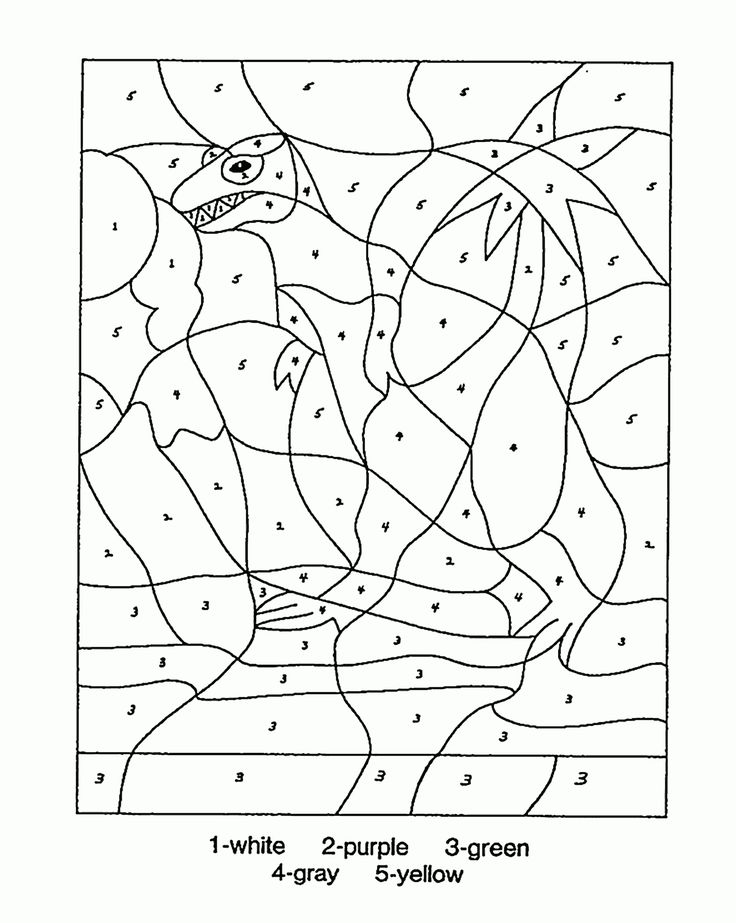 Color by Number Dinosaur coloring page for kids, education coloring pages printa…