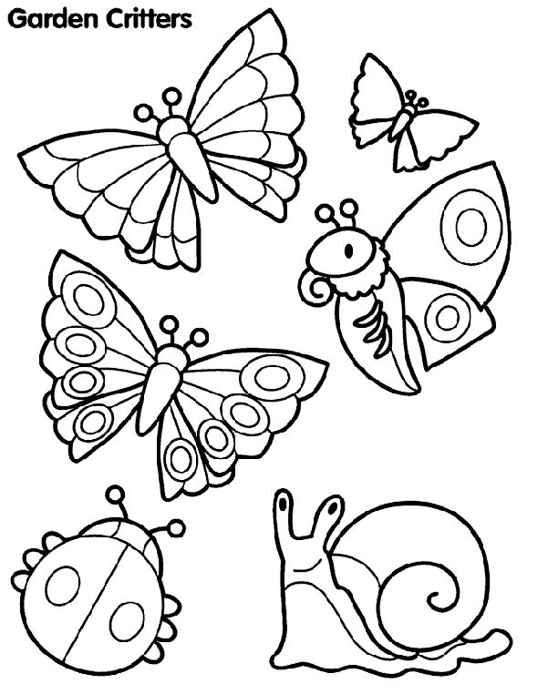 Coloring-Page-Lovely-Garden-Critters.-Great-To-Start-at-Pre Coloring Page; Lovely Garden Critters. Great To Start at Pre School, Talk about ...