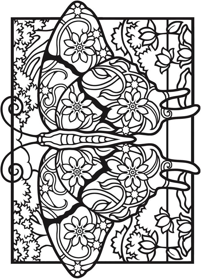 Creative Haven Fantasy Butterflies Coloring Book — 5 sample pages