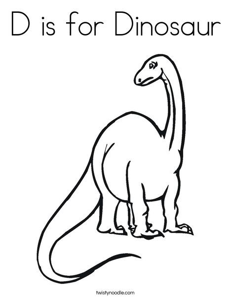 D is for Dinosaur Coloring Page – Twisty Noodle