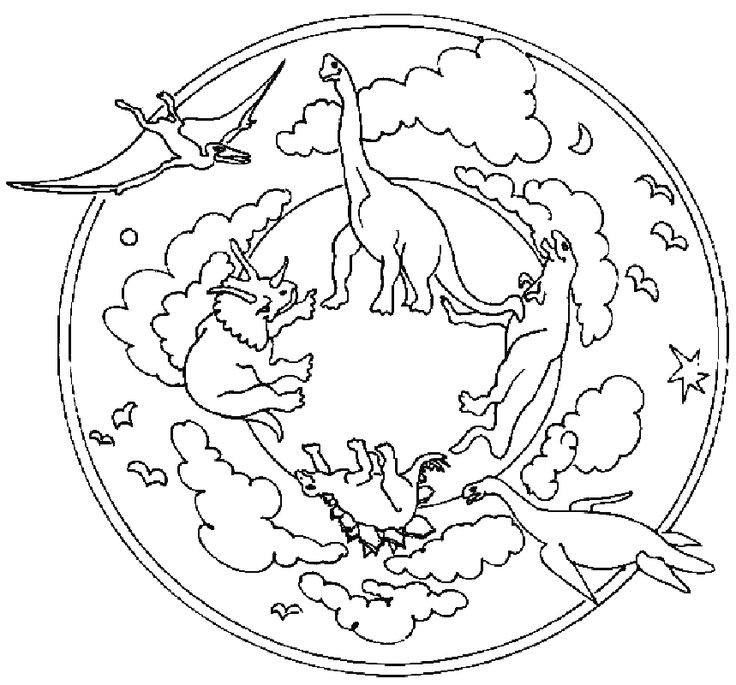 Dinosaurs-Mandala-Coloring-Pages Dinosaurs Mandala Coloring Pages