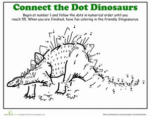 Dot-to-Dot-Dinosaur-Stegosaurus Dot-to-Dot Dinosaur: Stegosaurus
