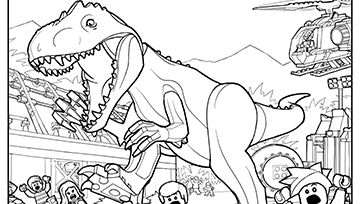 Downloadable LEGO Jurassic World colouring pages.