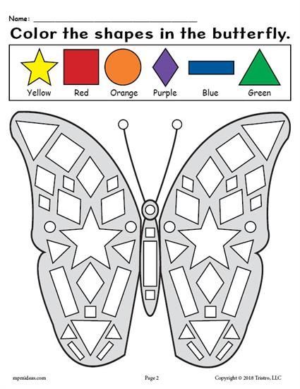 FREE Printable Butterfly Shapes Coloring Pages