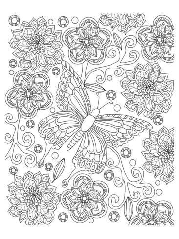 Floral Butterfly Coloring Art Coloring Poster
