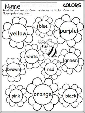 Flower-Color-Words-Worksheet Flower Color Words Worksheet
