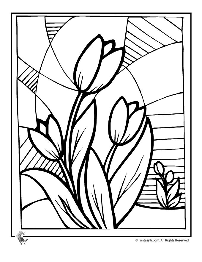 Flower-Coloring-Pages-Spring-Flowers-Tulip-Flower-Coloring-Page-– Flower Coloring Pages: Spring Flowers Tulip Flower Coloring Page – Fantasy Jr.