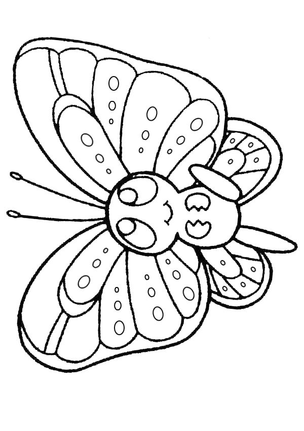 Free Online Printable Kids Colouring Pages – Baby Butterfly Colouring Page