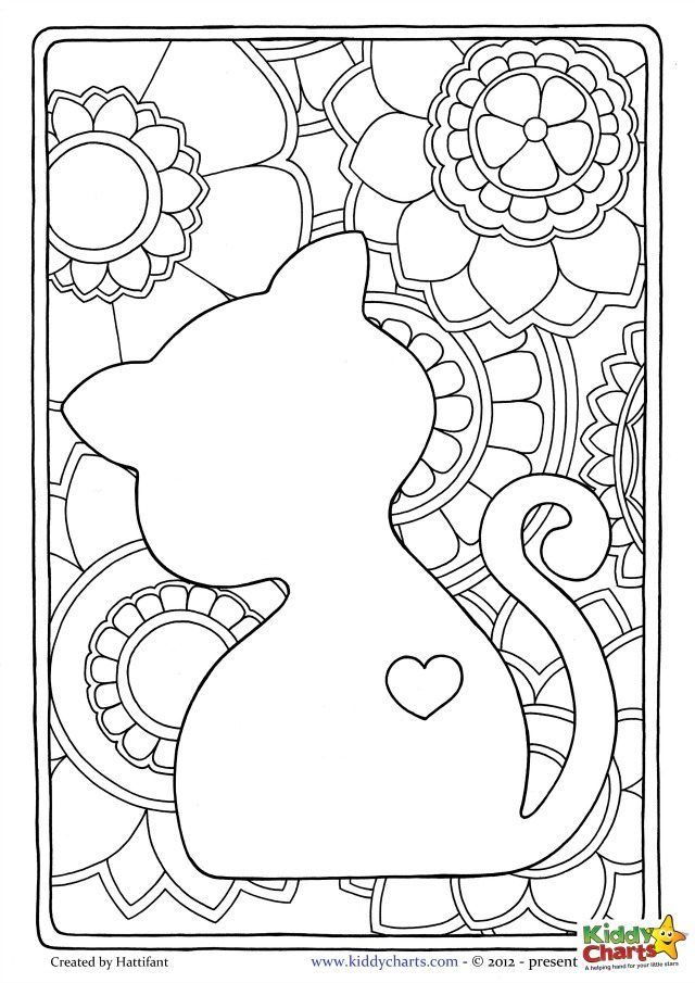 Free cat mindful coloring pages for kids & adults