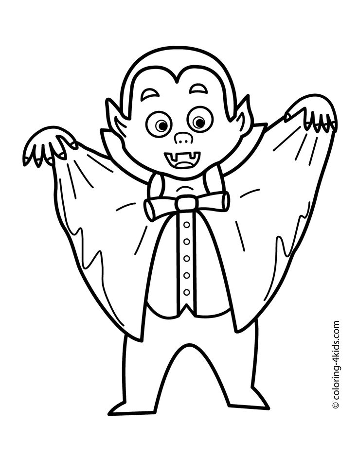 Halloween Vampire coloring pages for kids, printable free Wallpaper