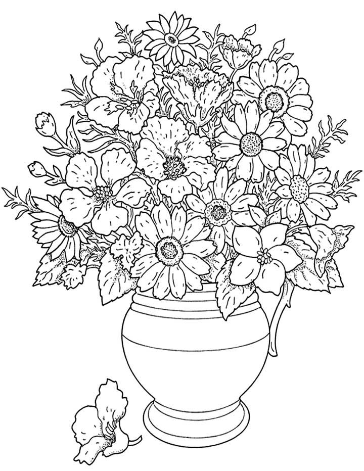 Image detail for -This coloring page features a large pot of flowers. Add some c…