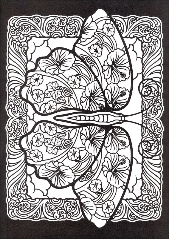 Intricate Butterfly Coloring Pages | Fanciful Butterflies Stained Glass Coloring… Wallpaper