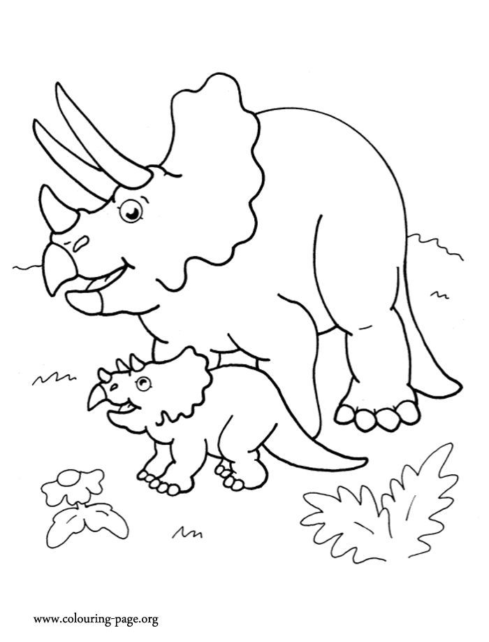 Look-Here-is-a-Triceratops-dinosaur-mother-and-her-cute Look! Here is a Triceratops dinosaur mother and her cute baby. Enjoy this awesom...