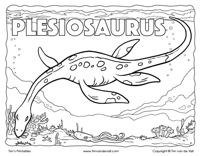 Plesiosaurus Coloring Page – Color this ferocious sea monster that lived during …