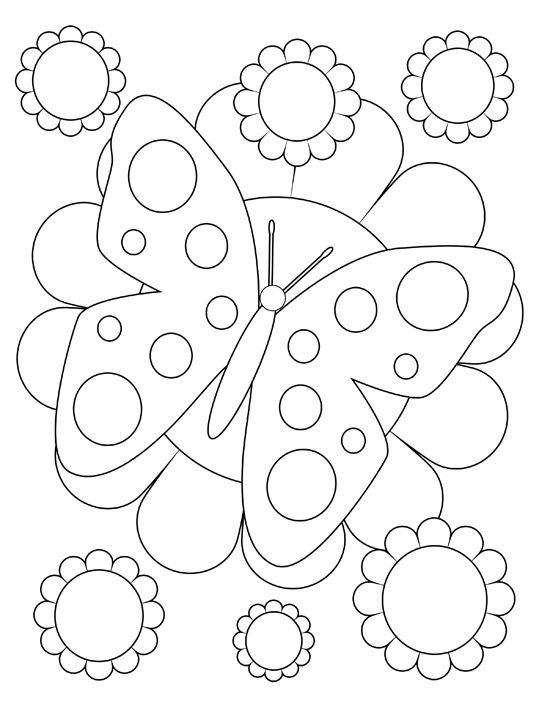 Spring Butterfly Coloring Sheet