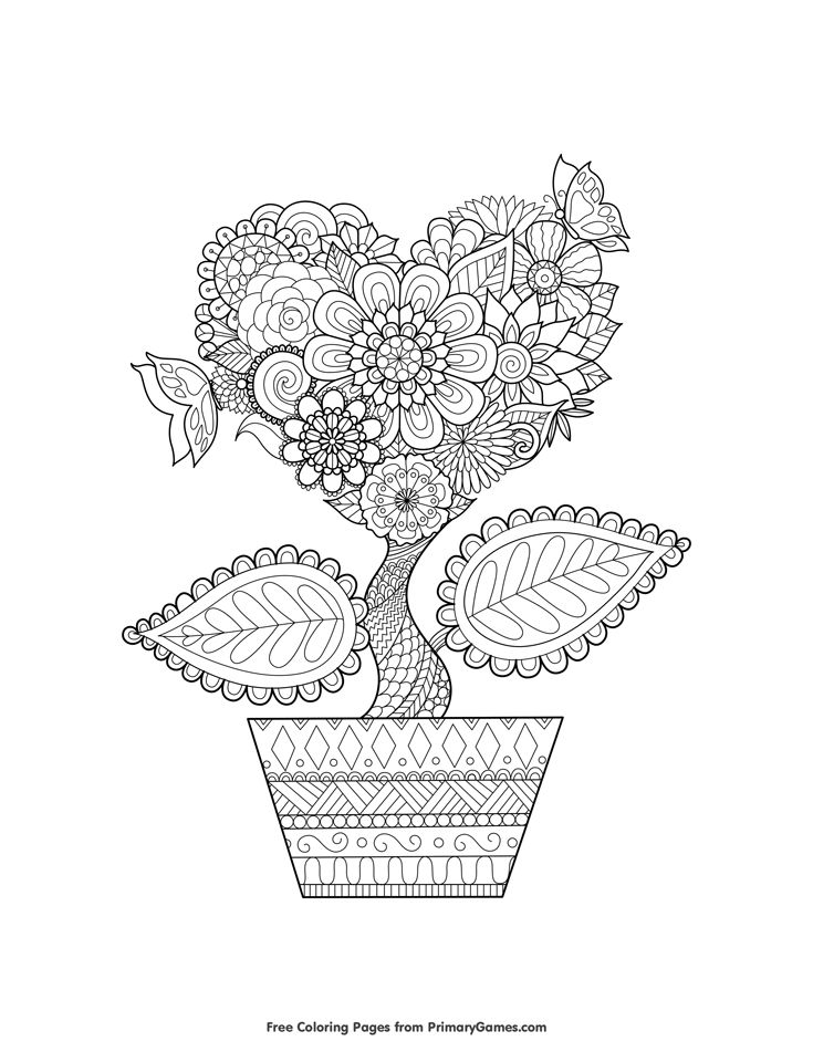 Valentines-Day-Coloring-Pages-eBook-Heart-Flower Valentine's Day Coloring Pages eBook: Heart Flower