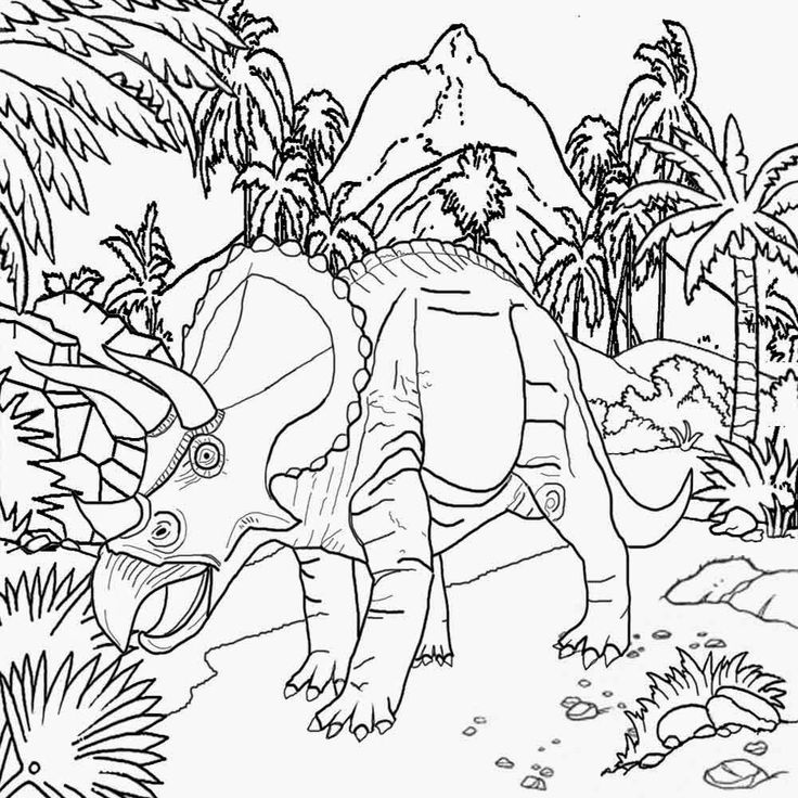 Volcanic Triceratops dinosaur colouring activity