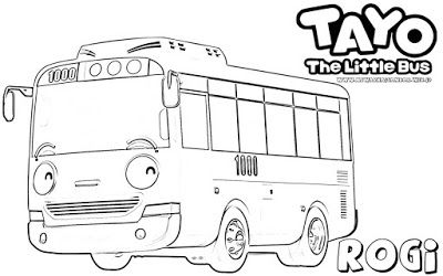 mewarnai gambar karakter rogi tayo the little bus