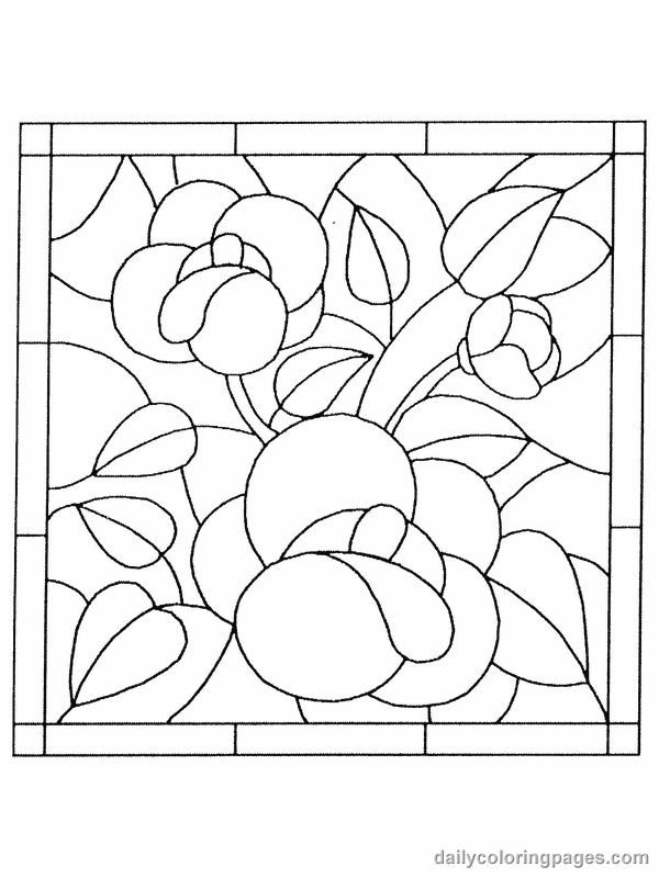 stained glass flower coloring pages 04