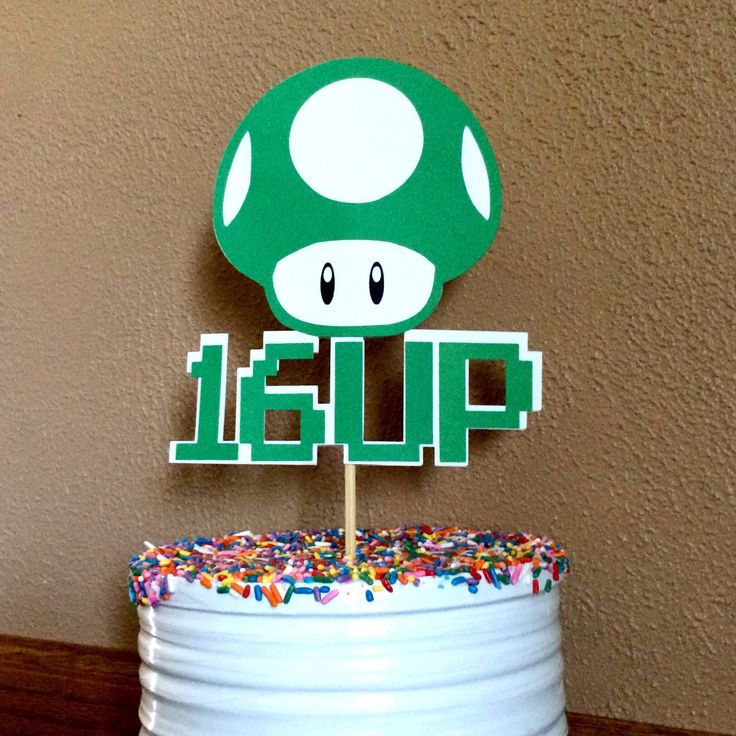 1UP-Cake-Topper-Video-Game-Party-Cake-Topper-Mushroom-Topper 1UP Cake Topper, Video Game Party Cake Topper, Mushroom Topper, Gaming Cake Topper, Gamer Party Birthday Topper, First Birthday, Gamer Theme