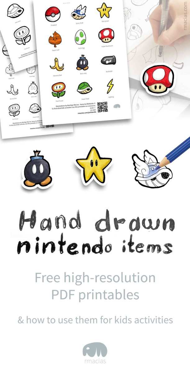 Hand-drawn Nintendo Items: Free Printables