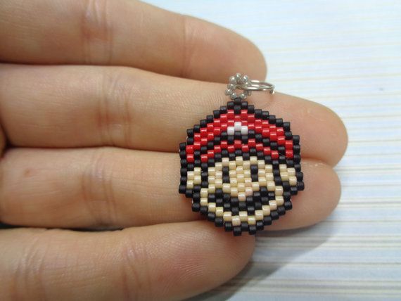 Mario charm beaded Mario Mario keychain super by Creadivacreations