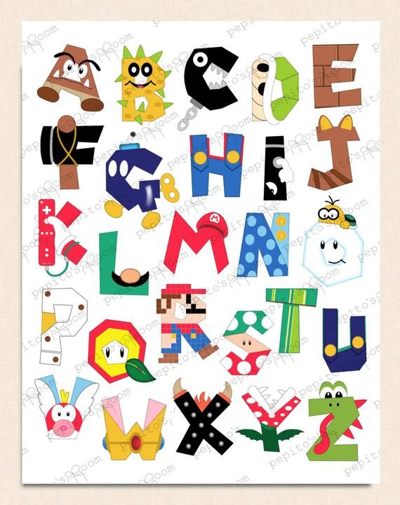 Print-INK Super Mario Bros. Single / Individual Letters Alphabet Package – DIY Digital Printable PDF