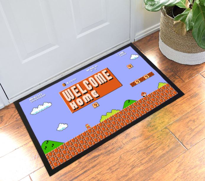 Super-Mario-Bros-Title-Start-Screen-Personalised-Doormat-Hallway-Welcome Super Mario Bros Title Start Screen Personalised Doormat Hallway Welcome Mat