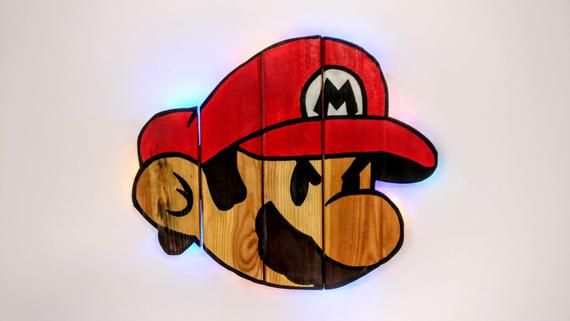 Super-Mario-Bros.-Mario-Wooden-Wall-Art-Hanging-Birthday Super Mario Bros. Mario Wooden Wall Art Hanging - Birthday, Christmas Gift/Present