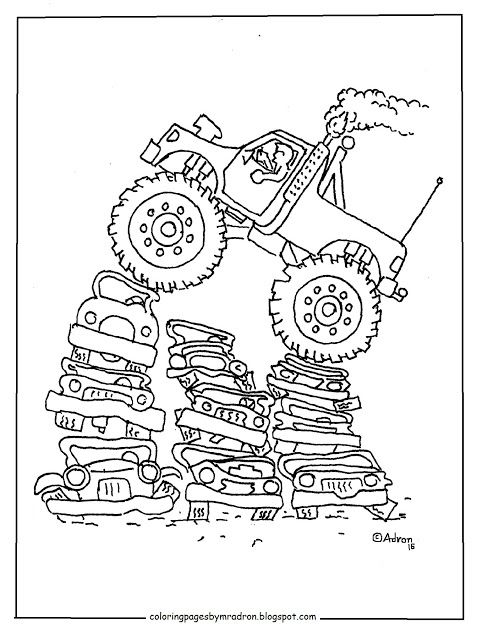 Coloring Pages for Kids by Mr. Adron: Printable Monster Truck Coloring Page