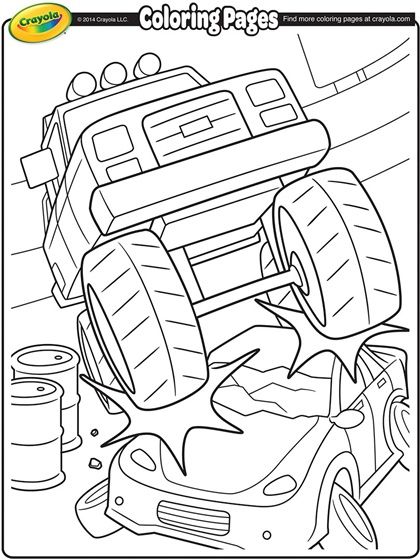 Give this monster truck scene some color with this printable coloring page.