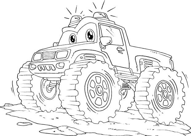 Monster-Truck-Off-Road-With-Flashing-Lights-Coloring-Page Monster Truck Off Road With Flashing Lights Coloring Page - Off Road Car car col...
